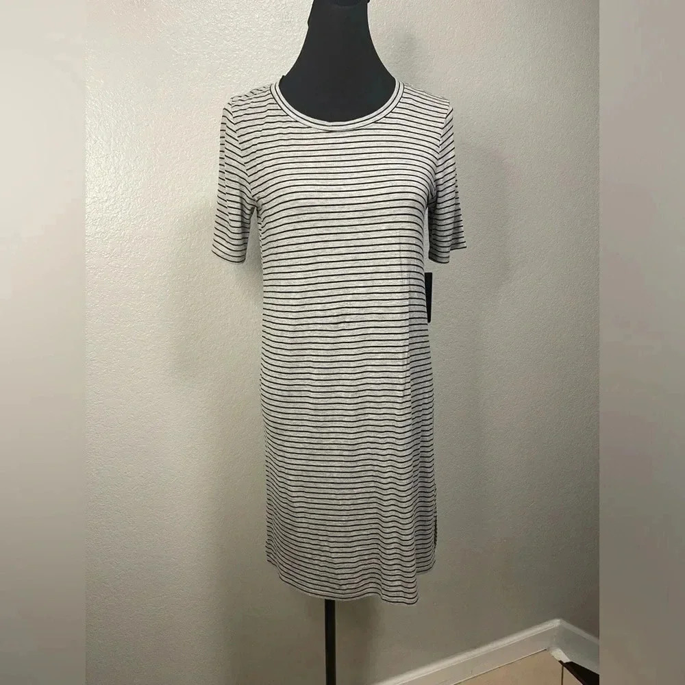 H&M Divided Grey and Black Striped Shirt Dress Size XS
